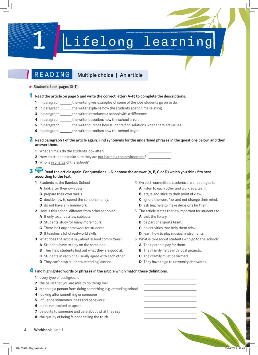 Optimise Stars B1+ — Workbook sample